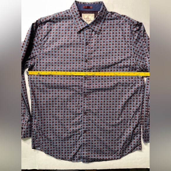 Age of Wisdom Shirt Mens Size XL Long Sleeve Button Up Flip Cuff Diamond Pattern - Picture 8 of 14